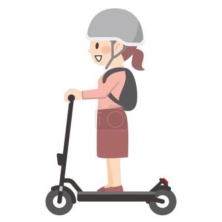 Illustration for Vector illustration of a woman riding an electric scooter - Royalty Free Image