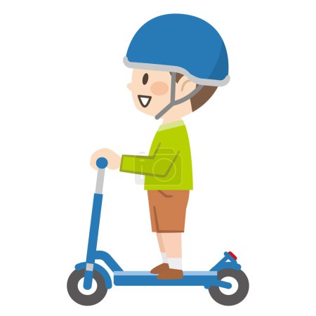 Ilustración de Ilustración vectorial de un niño montando un scooter eléctrico - Imagen libre de derechos
