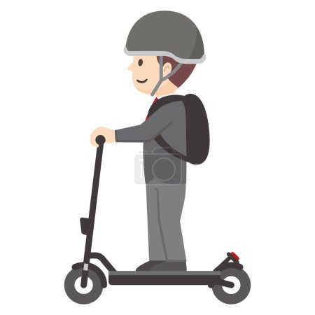 Illustration for Vector illustration of a businessman riding an electric scooter - Royalty Free Image