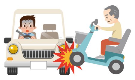Ilustración de Ilustración vectorial de un accidente de tráfico que involucra un automóvil y un carro eléctrico - Imagen libre de derechos
