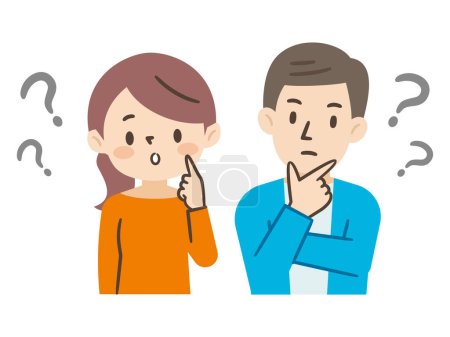 Vector illustration of a thinking couple