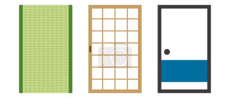 Téléchargez les photos : Illustration vectorielle de tatami, shoji et porte coulissante - en image libre de droit