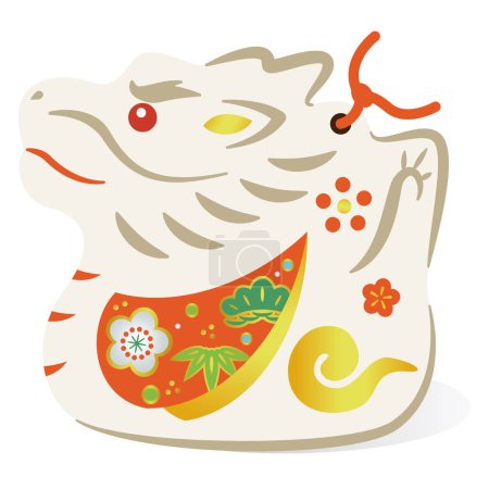 Illustration for 2024 Year of the Dragon earthen bell, New Year's card material - Royalty Free Image