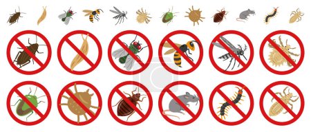 Illustration for Vector illustration of vermin prohibition mark - Royalty Free Image