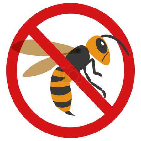 Illustration for Vector illustration of bee prohibition mark - Royalty Free Image