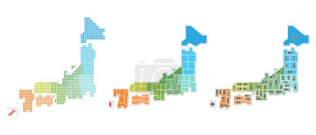 Illustration for Vector illustration of Japan map. The names of prefectures are written in Japanese. - Royalty Free Image