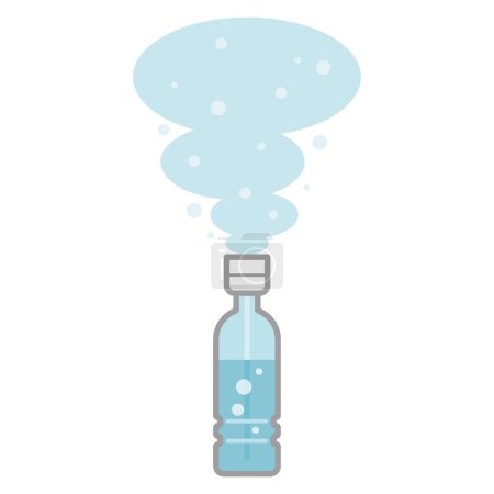Vektorillustration eines Plastikflaschenbefeuchters mit ausströmendem Dampf