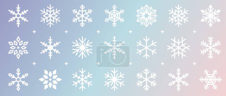 Ilustración de Conjunto de ilustraciones vectoriales de copos de nieve - Imagen libre de derechos