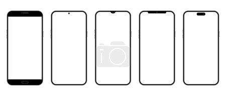 Illustration for Smartphone vector illustration set, screen is white - Royalty Free Image