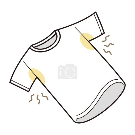 Vektorillustration eines T-Shirts, das mit Schweißflecken verschmutzt ist