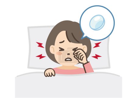 Téléchargez les illustrations : Illustration vectorielle d'une femme dormant avec des lentilles de contact sur - en licence libre de droit