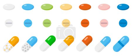 Téléchargez les illustrations : Illustration vectorielle simple jeu de médicaments - en licence libre de droit