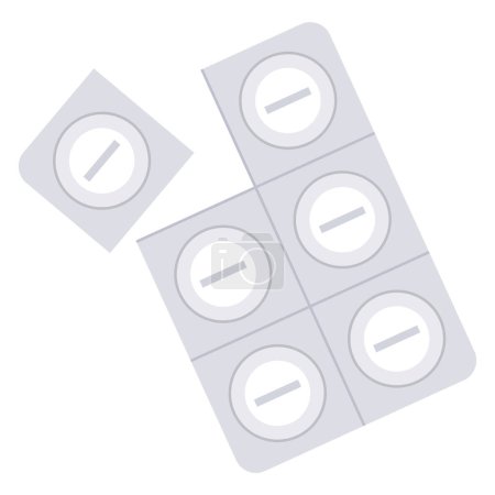 Illustration vectorielle du médicament emballé sous plaquette thermoformée