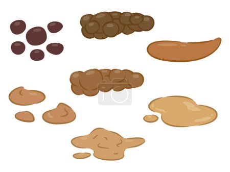 Simple vector illustration of various poop