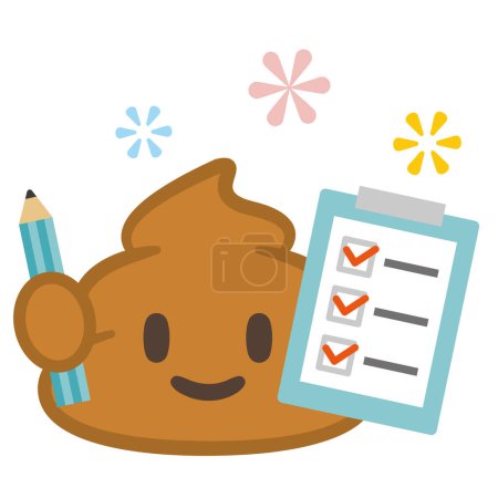 Illustration for Vector illustration of poop with check sheet - Royalty Free Image