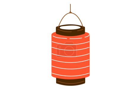 Illustration for Red Lantern for Saint Martin day or Laternenumzug,traditional german and european light festival for children.Vector illustration on white background. - Royalty Free Image