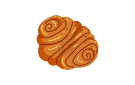 Illustration for Franzbroetchen german traditional sweet pastry or dessert from hamburg with cinnamon.Vector illustration in cartoon style isolated on white background - Royalty Free Image