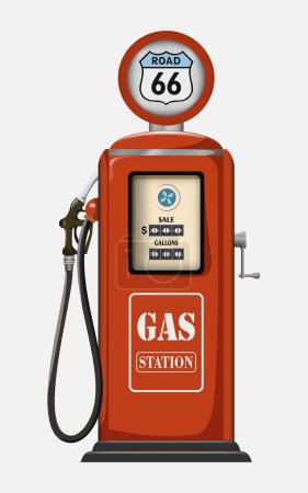 Téléchargez les illustrations : Vector retro gas station in red color - en licence libre de droit