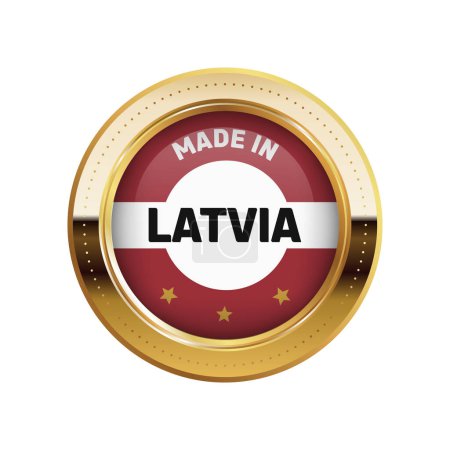 Foto de Etiqueta engomada de oro vector simple hecho en Letonia - Imagen libre de derechos