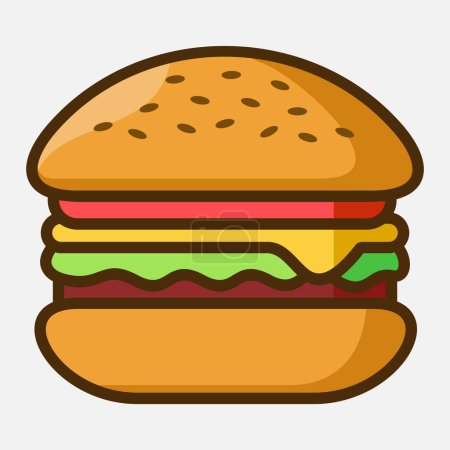 Téléchargez les illustrations : Icône de hamburger vectoriel de couleur isolé sur fond blanc - en licence libre de droit