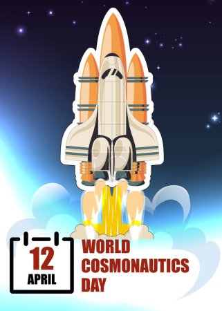 Illustration for Vector poster for cosmonautics day isolated on white background - Royalty Free Image