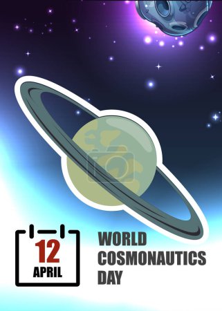 Illustration for Vector poster for cosmonautics day - Royalty Free Image