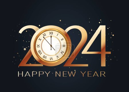 Ilustración de Vector fondo feliz año nuevo 2024 aislado sobre fondo blanco - Imagen libre de derechos