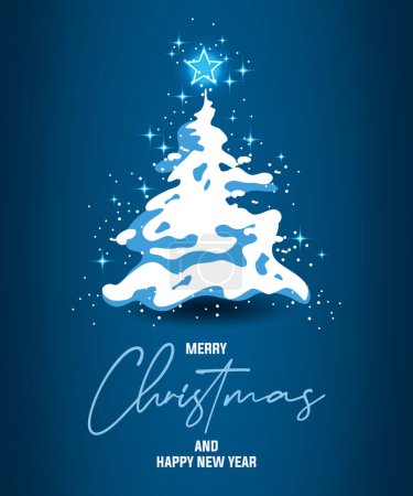 Illustration for Vector merry christmas card made on blue  background - Royalty Free Image