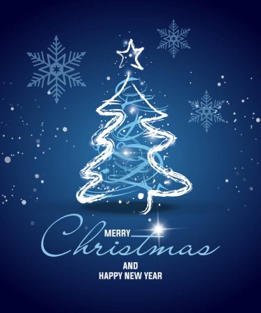 Illustration for Vector christmas card isolated on blue background - Royalty Free Image