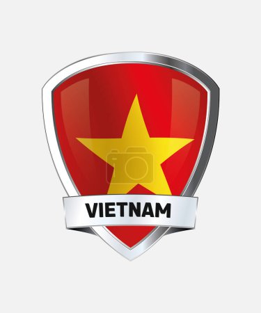 vector bandera nacional de Vietnam en el blasón aislado sobre fondo blanco
