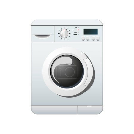 Téléchargez les illustrations : Vecteur Machine à laver isolée sur fond blanc - en licence libre de droit