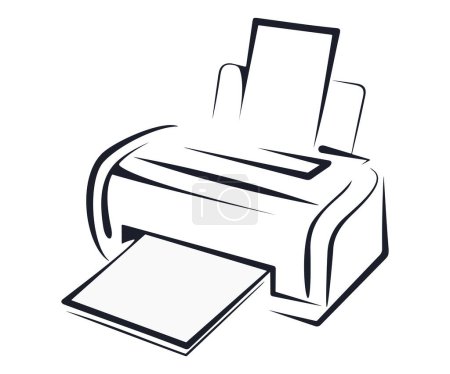 stilisiertes Druckervektorsymbol isoliert auf weißem Hintergrund