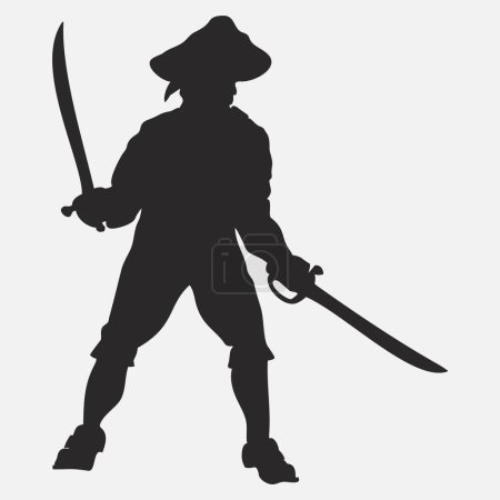 Ilustración de Icono vectorial de pirata con espada aislada sobre fondo blanco - Imagen libre de derechos