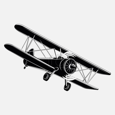 retro airplane vector icon isolated on white background