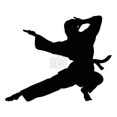 icono vectorial de karateka en kimono aislado sobre fondo blanco