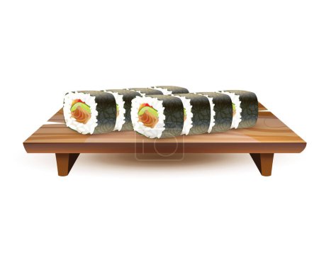 vector set of sushi and rolls isolated on white background