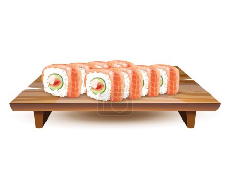vector set of sushi and rolls isolated on white background