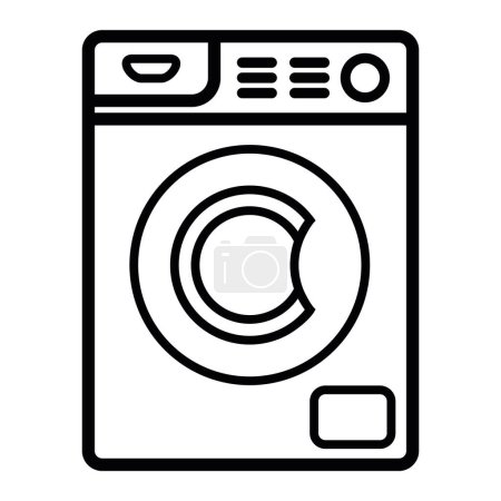 Téléchargez les illustrations : Icône vectorielle machine à laver isolé sur fond blanc - en licence libre de droit