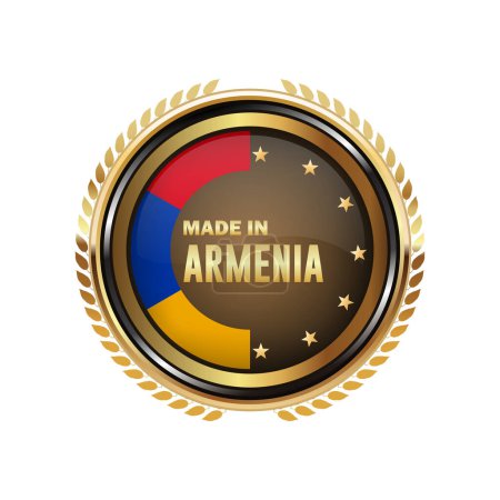 Téléchargez les illustrations : Fabriqué en Arménie isolé sur fond blanc - en licence libre de droit