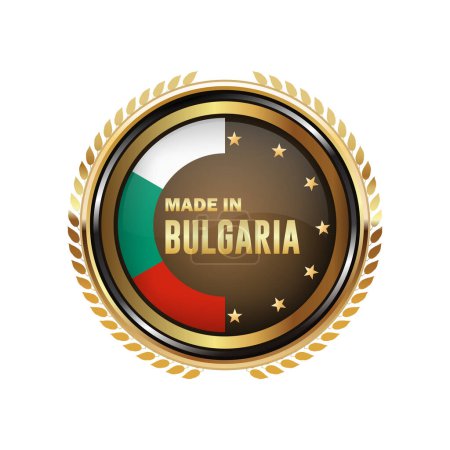 Téléchargez les illustrations : Fabriqué en Bulgarie isolé sur fond blanc - en licence libre de droit