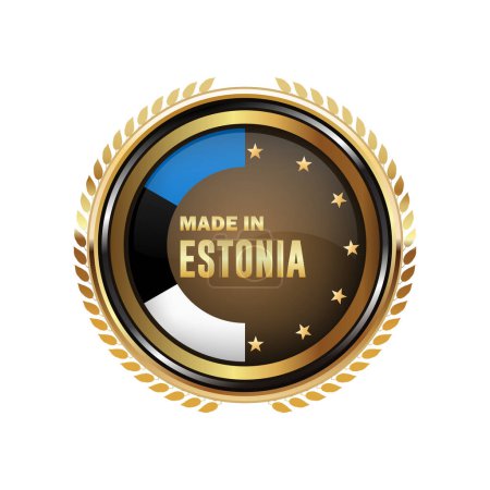Made in Estland isoliert auf weißem Hintergrund