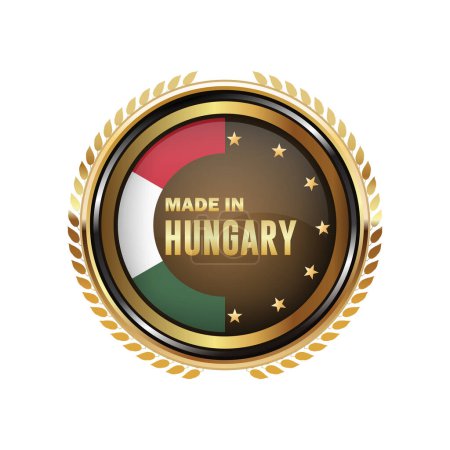 Téléchargez les illustrations : Fabriqué en Hongrie isolé sur fond blanc - en licence libre de droit