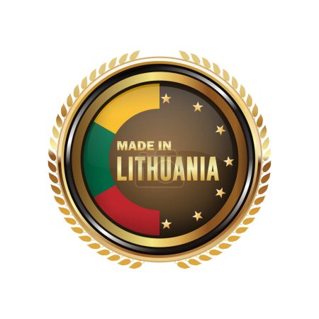 Téléchargez les illustrations : Fabriqué en Lituanie isolé sur fond blanc - en licence libre de droit