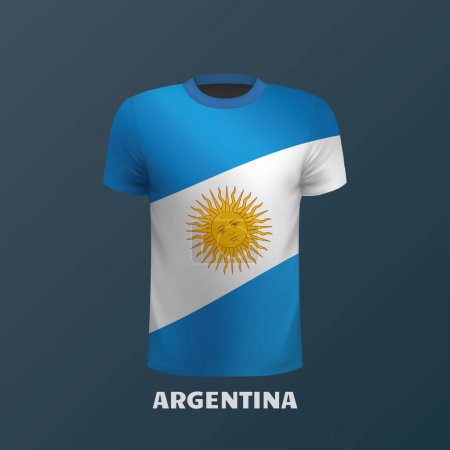 Illustration for Vector T-shirt in the colors of the Argentinian flag - Royalty Free Image