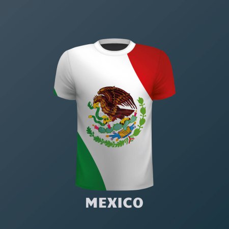 T-shirt vectoriel aux couleurs du drapeau mexicain