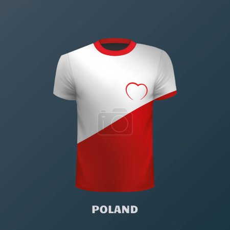 T-shirt vectoriel aux couleurs du drapeau polonais