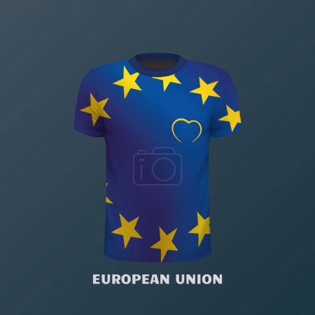 Illustration for Vector T-shirt in the colors of the European Union flag - Royalty Free Image