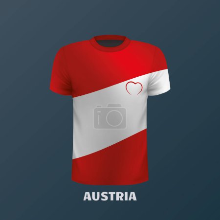 Ilustración de Camiseta vector en los colores de la bandera austriaca - Imagen libre de derechos