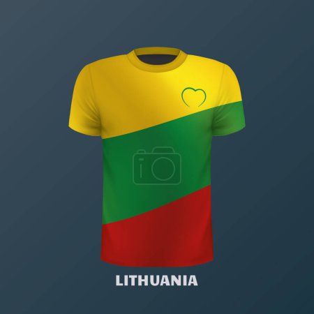 T-shirt vectoriel aux couleurs du drapeau lituanien