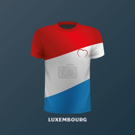 T-shirt vectoriel aux couleurs du drapeau luxembourgeois